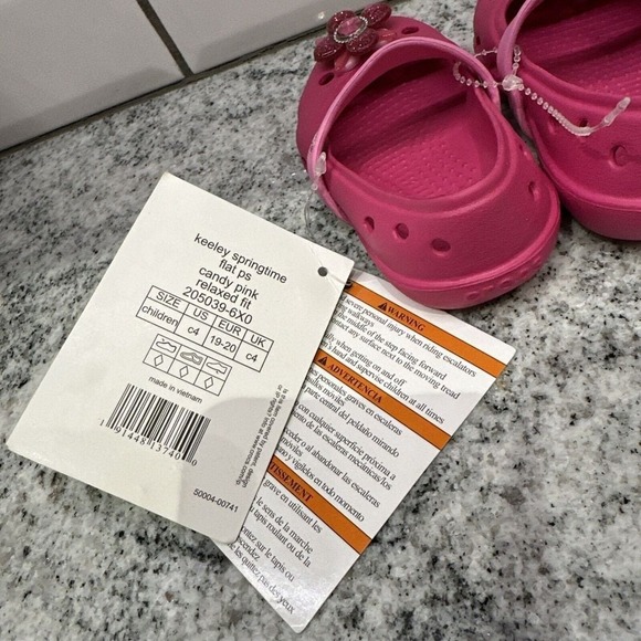 New With Tag CROCS Keeley Springtime Keeley Raspberry/Petal Pink Sandals Size C4 - Picture 5 of 6